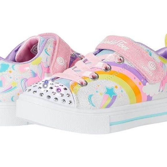BRAND NEW girl skechers unicorn velcro lightup toes shoes size 2.5Y - Picture 2 of 8
